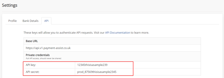 Payment Assist API Key Image