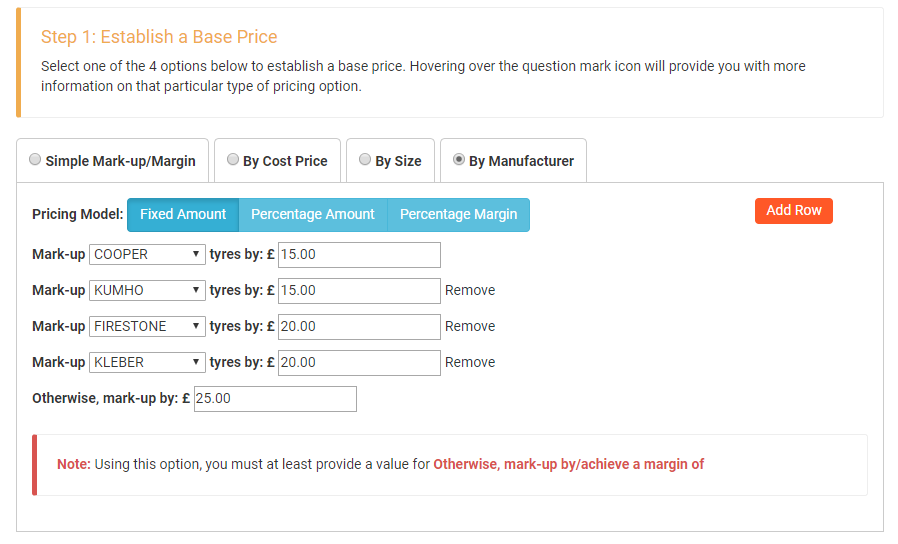 Pricing Markup By Manufacturer Image