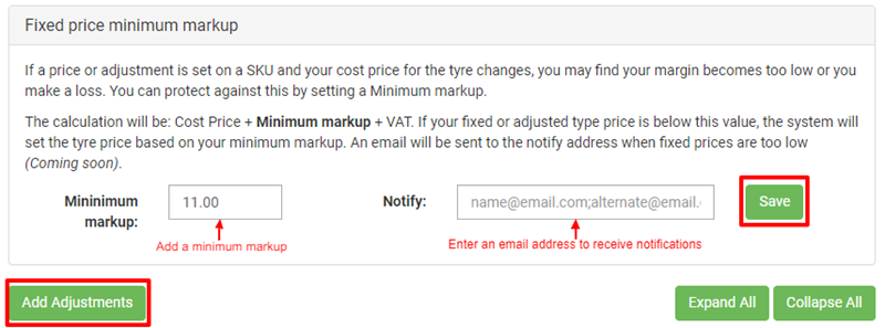 SKU Level Pricing Setting Minimum Margin Image
