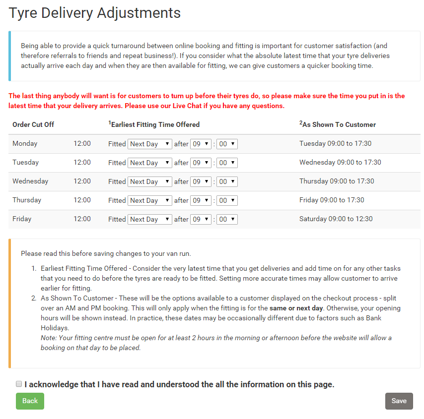 Tyre Delivery Times Image 1