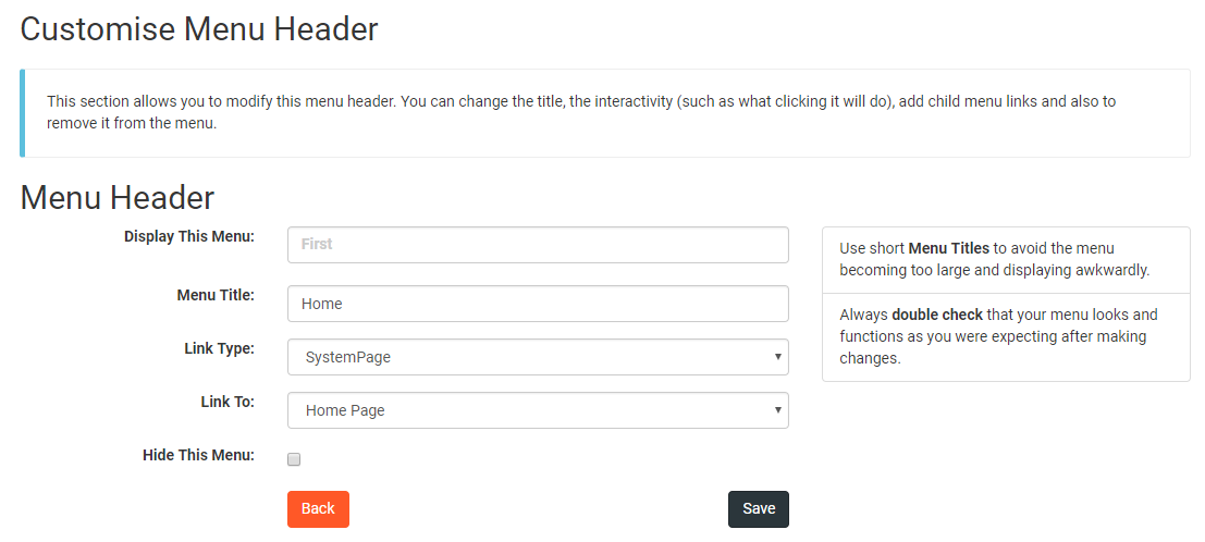 Customise Menu Header Image