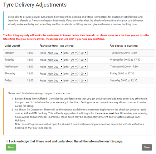 Tyre Delivery Times 1 Image