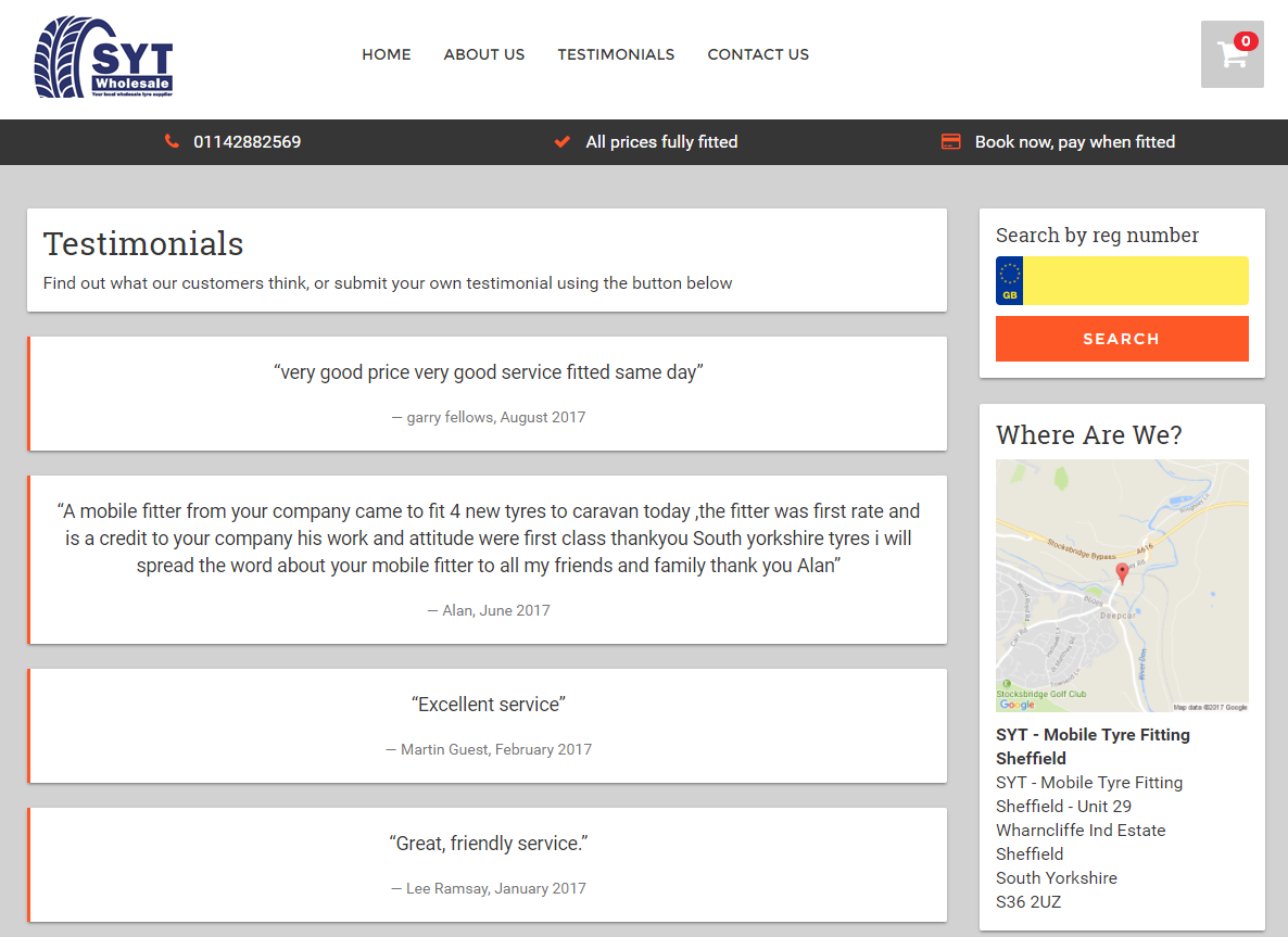 SYT Mobile Tyre Fitting Sheffield Testimonials Image