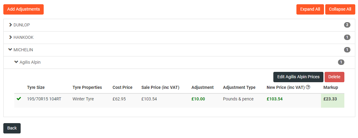 Pricing SKUs View Adjustments Image