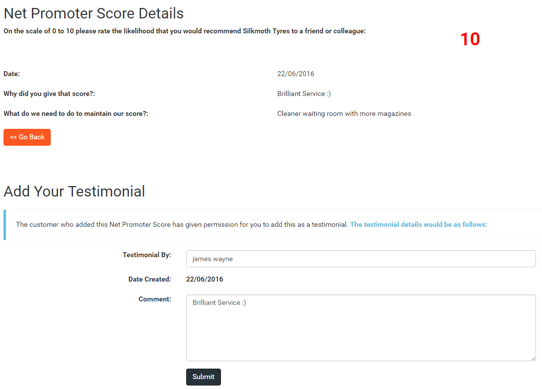 Net Promoter Score View Details Image