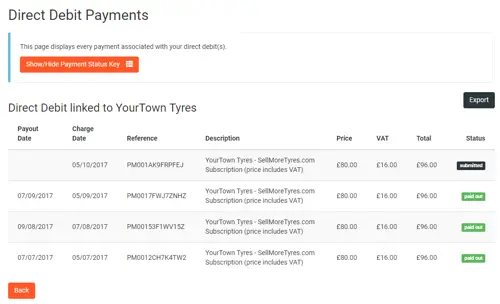 Reports Direct Debit Payments Image